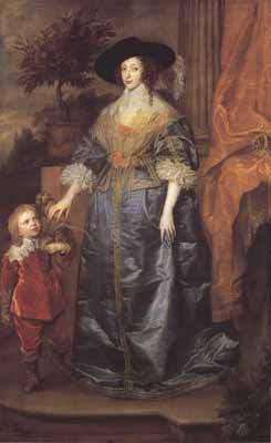 Portrait of queen henrietta maria with sir jeffrey hudson (mk03)